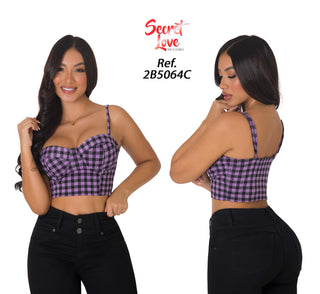Blusa Estampada Con Escote Corazón 2B5064C - Morado