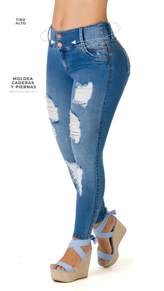 Holly Jeans Levantacola Bota Skinny 40533DPNP-B - Azul Medio