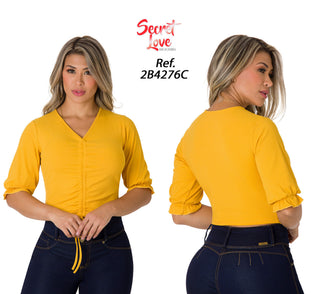 Blusa Con Cordon Ajustable 2B4276C - Amarillo