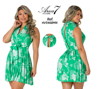  Vestido Mini Con Falda Plisada 4V5468MN - Verde