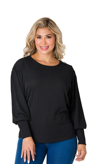 sueter con puÃ±o ajustado 5B4897S - Negro