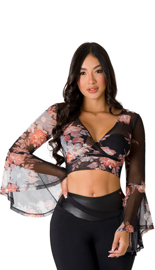 Blusa En Mesh Manga Larga 7B5479C - Estampado