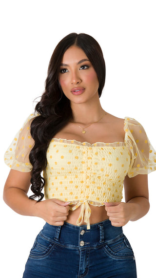 Blusa De Manga Bombacha  4B5071C - Amarillo