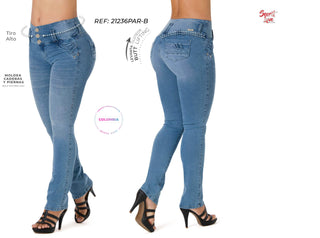 Helli Jeans Levantacola Bota Recta 21236PAR-B - Azul Medio