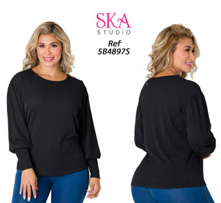 sueter con puÃ±o ajustado 5B4897S - Negro