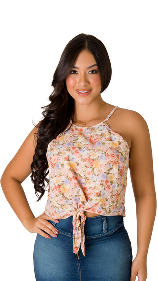 Blusa Halter Con Nudo  7B5386B - Estampado