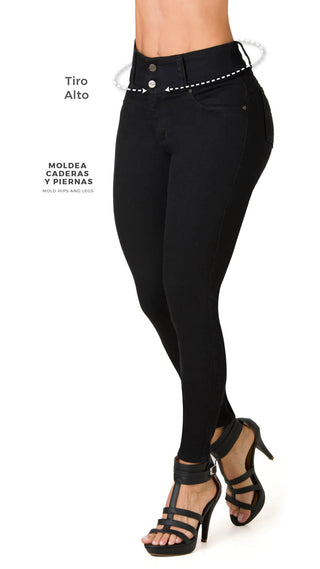 Jaida Jeans Skinny Levanta Cola Tiro Alto 4998P-B - Negro