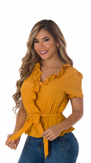 Blusa Manga Corta 2B4684B - Mostaza