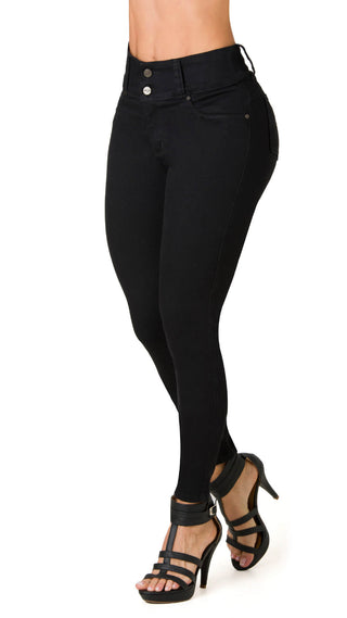 Jaida Jeans Skinny Levanta Cola Tiro Alto 4998P-B - Negro