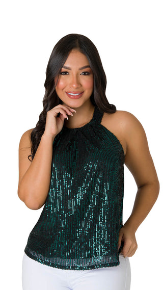 Blusa Con Lentejuelas Sin Mangas 7B5843B - Verde