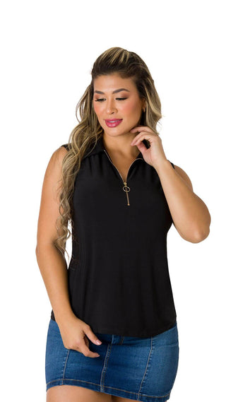  Blusa Con Cierre 5B5242B - Negro