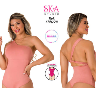 Body De Un Hombro Con  Faja Interna Moldeadora 5BB774  - Salmon