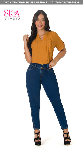 Blusa Cuello En V 5B5184B - Mostaza