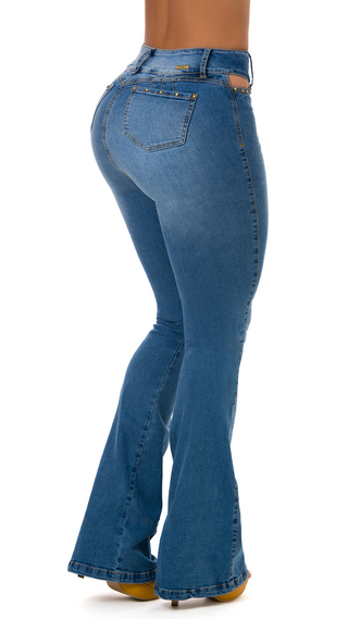 Gretta Jeans Levantacola Bota Campana 21121PNC-B - Azul Medio