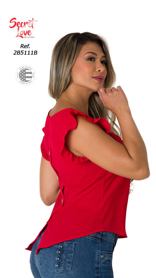 Blusa Con Manga Volante 2B5111B - Rojo