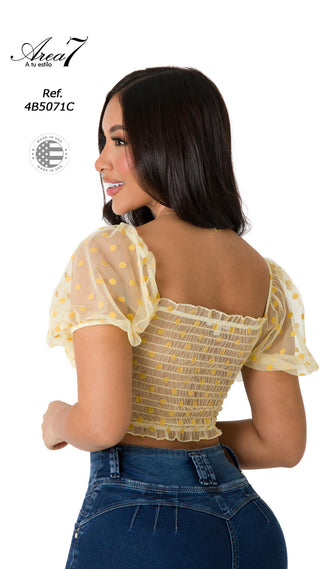 Blusa De Manga Bombacha  4B5071C - Amarillo