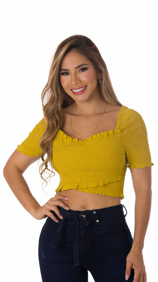 Blusa Manga Corta 2B4693C - Mostaza