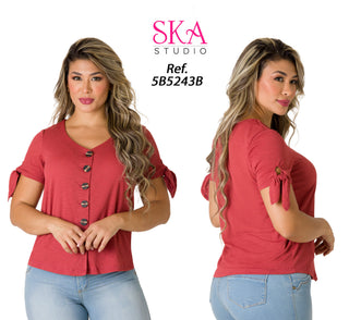 Blusa Con Botones 5B5243B - Ladrillo