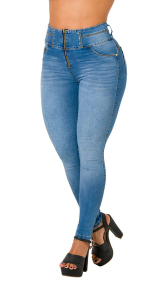 Jean Levanta Cola Skinny Secret Love 21381PNT-B - Azul Medio