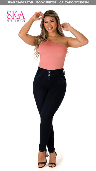Body De Un Hombro Con  Faja Interna Moldeadora 5BB774  - Salmon