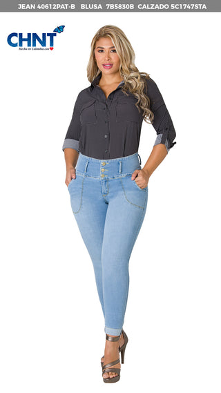Blusa manga larga y cuello camisero 7B5830B - Negro