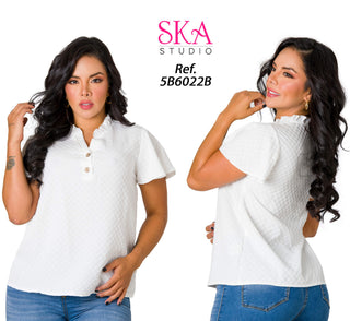 Blusa Cuello Neru 5B6022B - Blanco