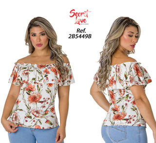 Blusa Floral Cuello Bandeja 2B5449B - Estampado