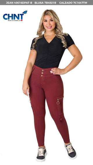 Blusa Cuello En V 7B4921B - Negro