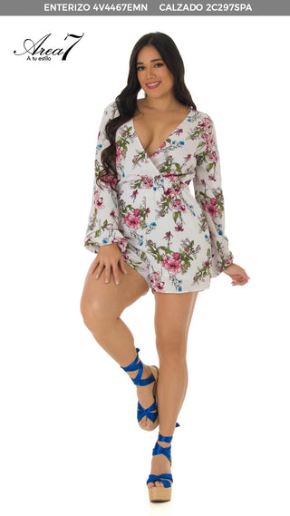 Enterizo Corto Estampado Floral 4V4467EMN - Estampado