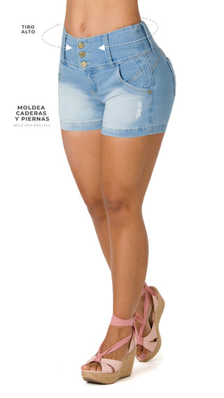 Kailani Shorts Levantacola Tiro Alto 40554SHPA-B - Azul Medio