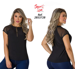 Blusa Con Cierre Frontal 2B5372B - Negro