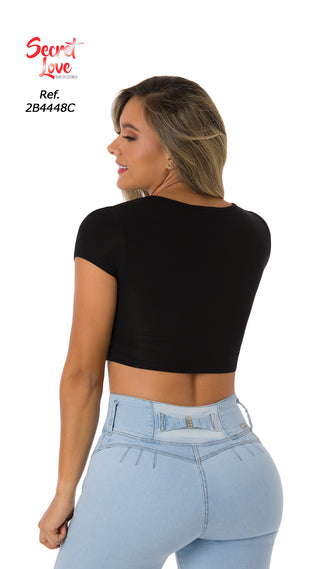 Blusa Manga Corta 2B4448C - Negro