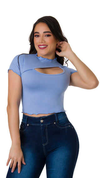 Blusa Manga Corta 4B3660B - Azul Claro