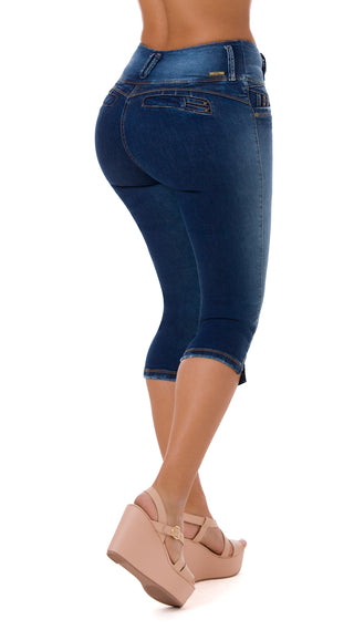 Mahalia Capris Levantacola Pretina Ancha 21054CAPA-R - Azul Oscuro