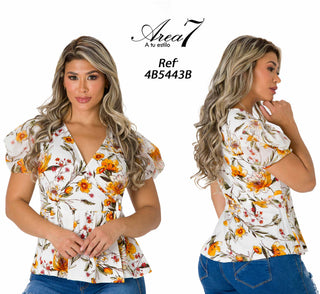  Blusa Con Escote Cruzado 4B5443B - Estampado