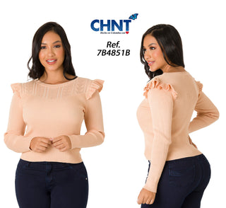 Blusa Maga Larga 7B4851B - Durazno