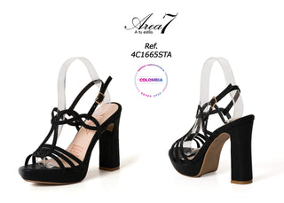 Sandalia De Tacón Ancho Y Tiras 4C1665STA - Negro