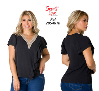 Blusa con boleros 2B5461B - Negro