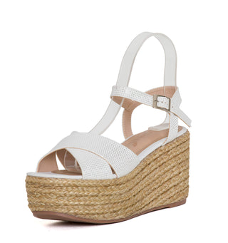Sandalia plataforma en yute 7C1642SPM - Blanco