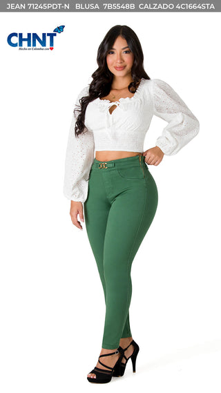 Blusa Con Mangas Englobadas Y Zurcido 7B5548B - Blanco