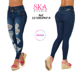 IrupE Jeans Skinny Levanta Cola Tiro Alto 52199DPAP-R - Azul Oscuro