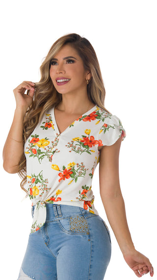 Blusa Estampada Con Ajuste Delantero 2B4689B - Estampado