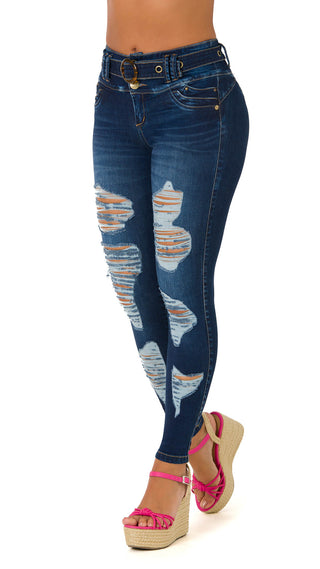 IrupE Jeans Skinny Levanta Cola Tiro Alto 52199DPAP-R - Azul Oscuro