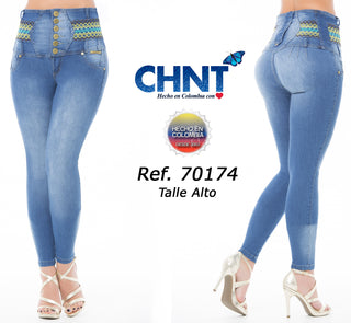 Horn Jeans Levantacola Bota Skinny 70174TAP-N - Azul Medio