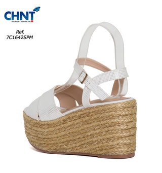Sandalia plataforma en yute 7C1642SPM - Blanco