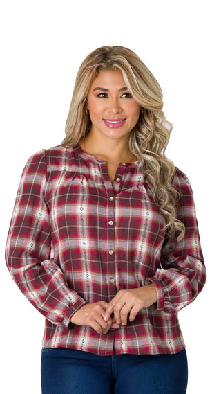 Blusa manga larga y cuello redondo 7B5859B - Vinotinto