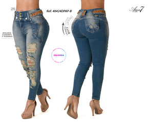 Gordon Jeans Levantacola Bota Skinny 40424DPAP-B - Azul Medio
