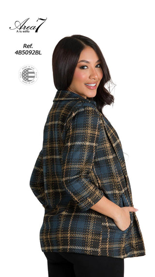 Blazer De Manga 3/4 A Cuadros 4B5092BL - Estampado