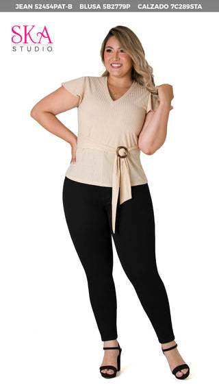  Blusa Con Lazo  5B2779P - Beige