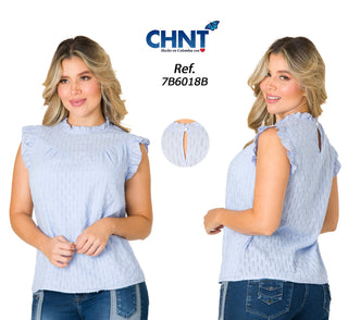 Blusa Cuello Redondo 7B6018B - Azul
